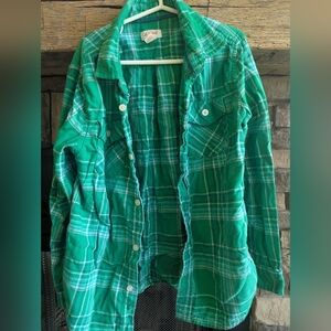 Cat & Jack Green Checkered Shirt Boys Size Medium 8/10